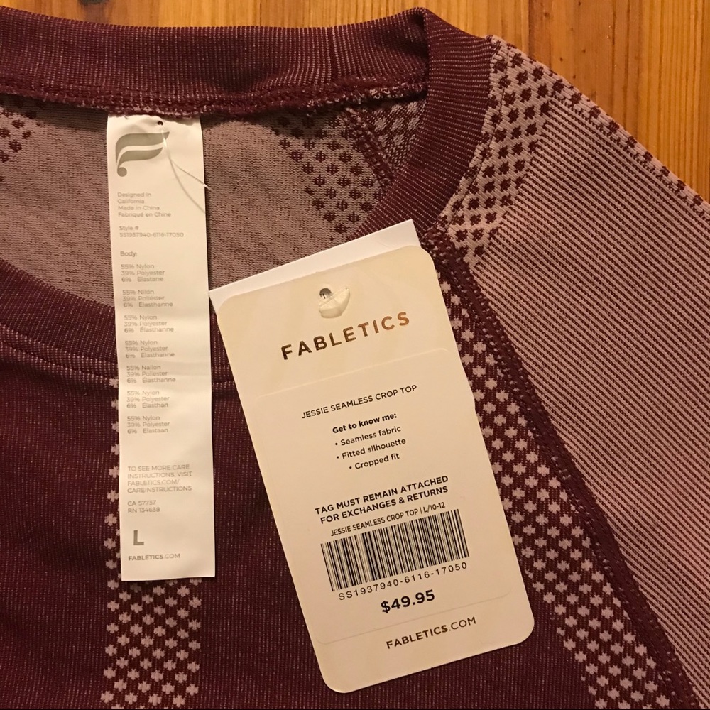 Fabletics Jessie Black Cherry Seamless Crop Top, L - Picture 11 of 12